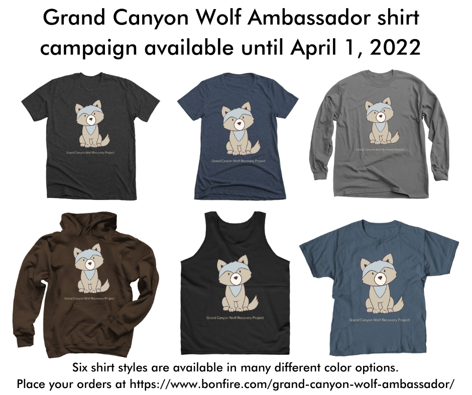 Grand Canyon Wolf Ambassador limited edition shirt campaign until April 1st