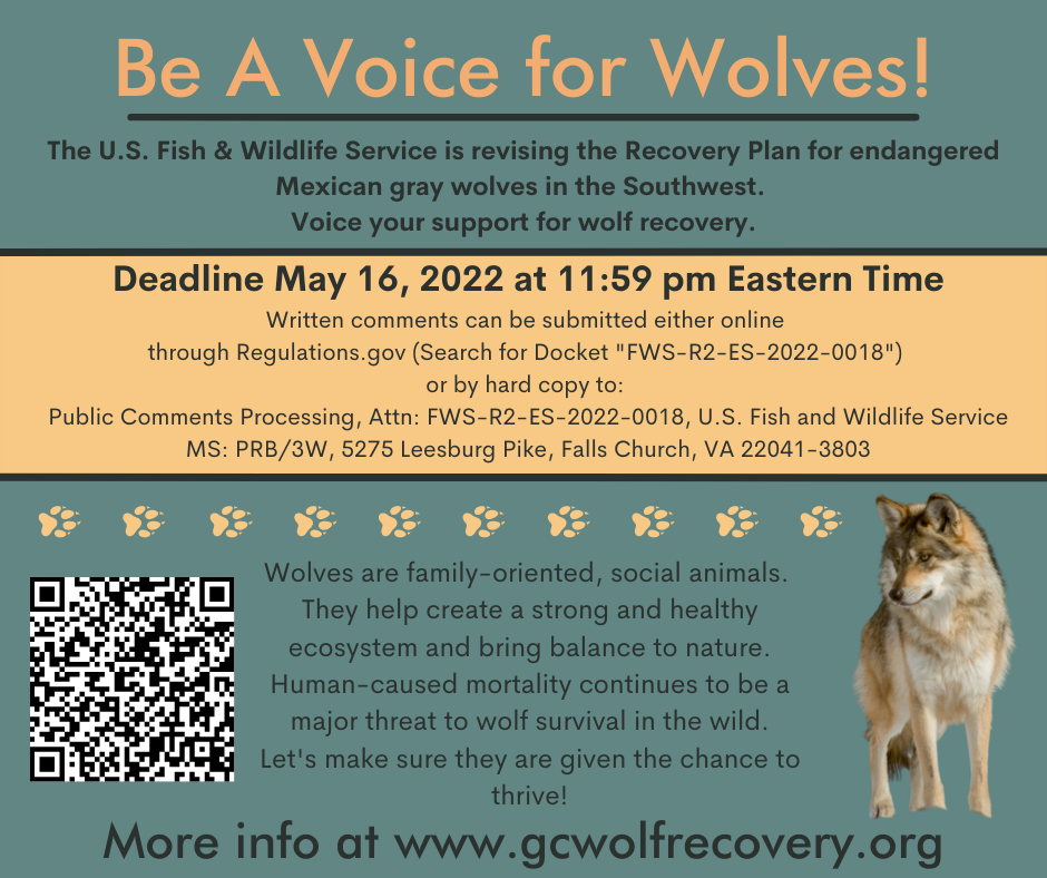 Write Comments to help Lobos by May 16, 2022!