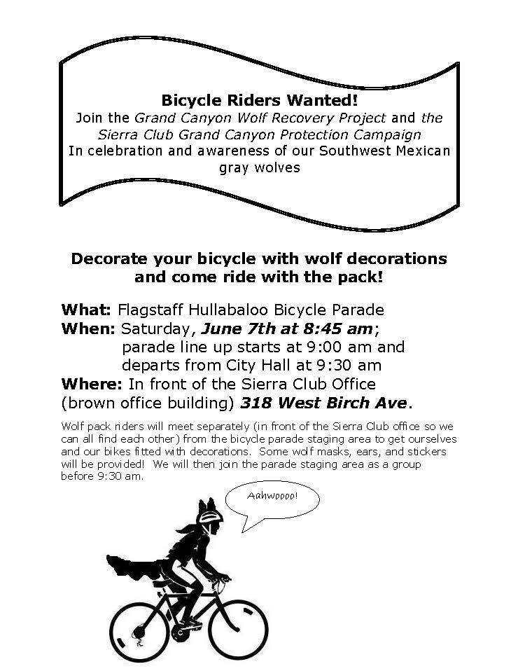 wolf bike parade flier for June 7 2014